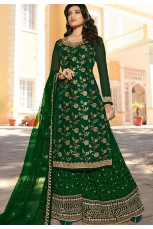 green jacquard straight heavy palazzo suit 21403