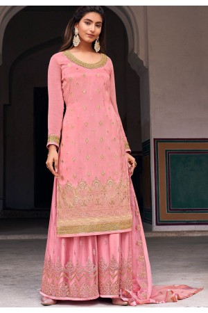 pink jacquard embroidered straight embroidered palazzo suit 30061
