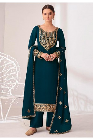 Blue georgette palazzo suit 8395