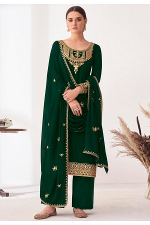 Green georgette palazzo suit 8393
