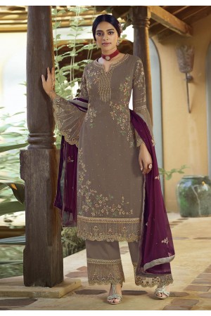 Grey georgette palazzo suit 22982