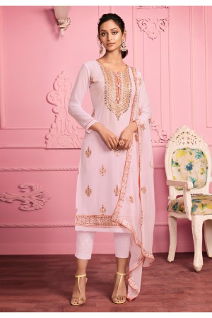 Light pink georgette pant style suit 2009