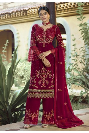 Magenta georgette palazzo suit 22981