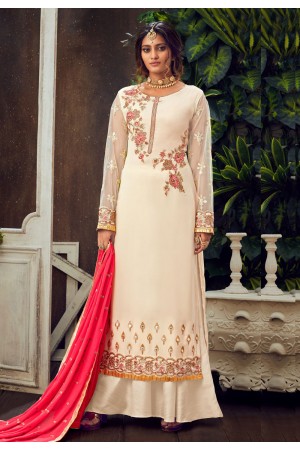Off white georgette kameez with palazzo 6502