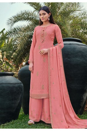 Pink chinon palazzo suit 5228