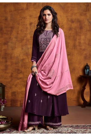 Purple silk kameez with palazzo 16