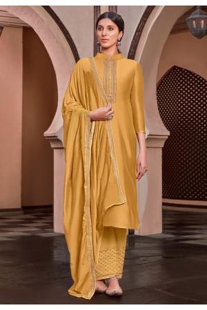 Yellow cotton silk kameez with palazzo 1886