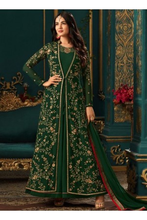 Sonal Chauhan Green Georgette party wear anarkali kameez