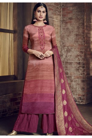 pink pure viscose silk digital printed crush palazzo suit 897
