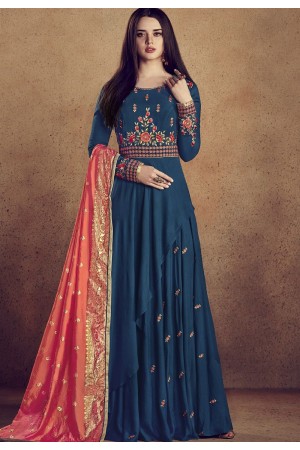 royal blue rayon ready made anarkali gown style suit 5009d