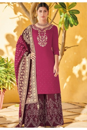 rani pink elegant silk embroidered palazzo style pakistani suit 707