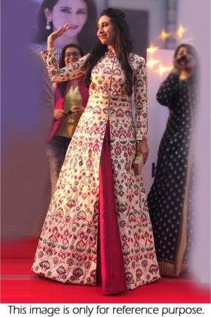 Bollywood Style karishma Kapoor offwhite and Rani  silk lehenga kameez