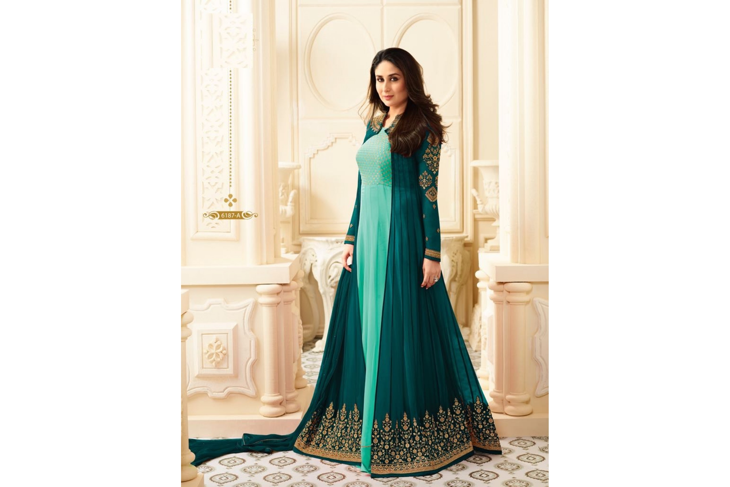 Buy Kareena Kapoor Sea green and turquoise color anarkali