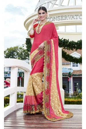 Party-wear-Cherry-Pink-color-saree