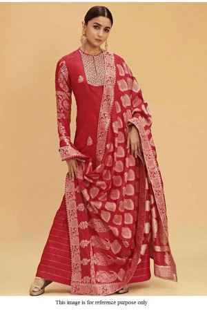 Bollywood Alia Bhat red faux georgette Kurti palazzo set