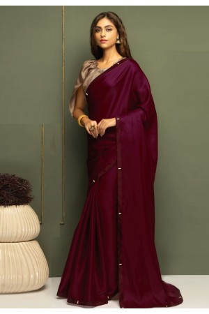 Maroon konark silk designer saree with blouse SV216