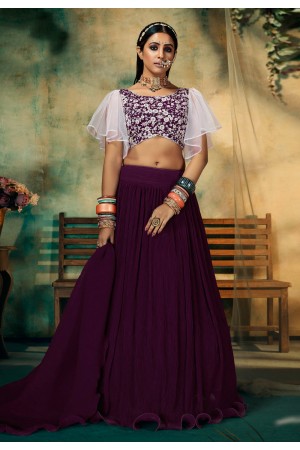 Purple faux georgette circular lehenga choli 144945