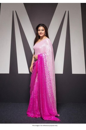 Bollywood Kajol inspired Pink shaded sequins saree