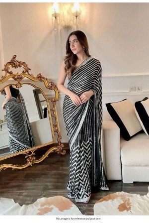 Bollywood Model Black georgette sequins designer saree