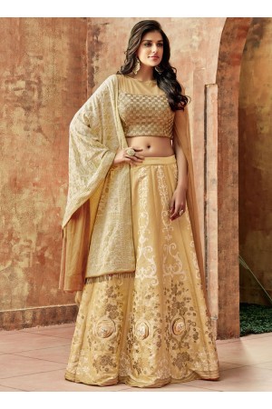 Indian wedding Beige silk wedding lehenga 7721