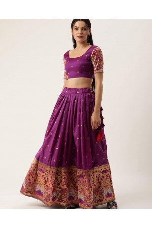 Bollywood Model Purple paithani silk wedding lehenga