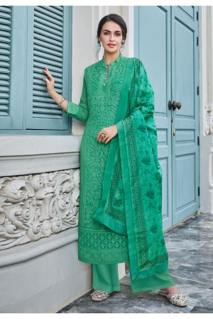 Green faux georgette readymade palazzo suit 1086