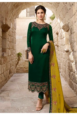Green satin pant style suit 18074