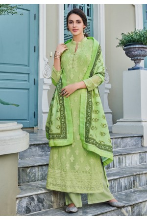 Light green faux georgette readymade straight cut suit 1085