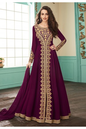 Purple georgette center slit anarkali suit 7072