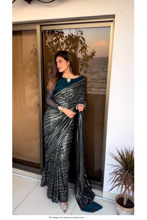 Bollywood model georgette blue sequins saree