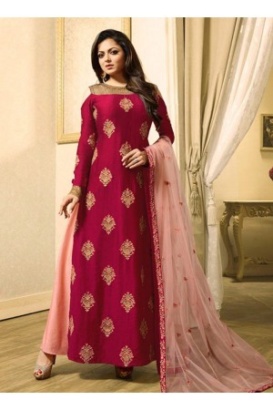 Drashti Dhami magenta and peach color chanderi silk lehenga kameez