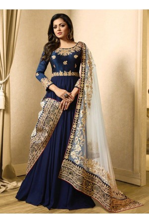 Drashti Dhami Navy blue color georgette party wear anarkali