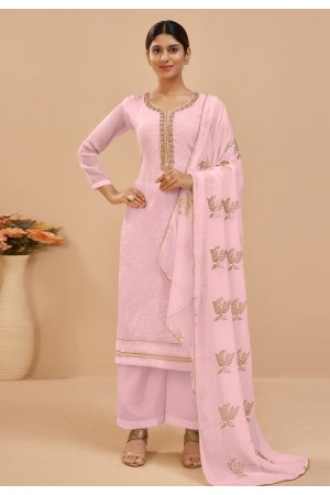 Georgette palazzo suit in Pink colour 2046C