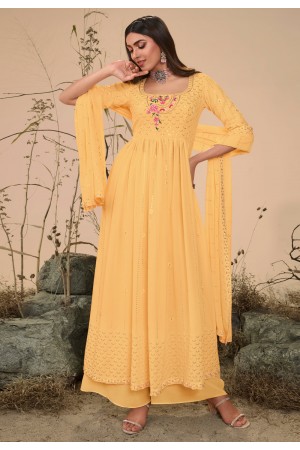 Georgette palazzo suit in Yellow colour 4831