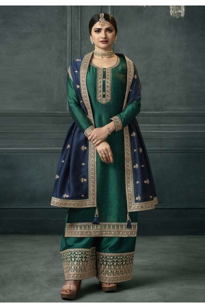 Prachi desai Silk georgette palazzo suit in green colour 63875