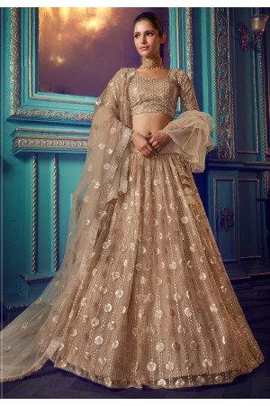 Beige net embroidered designer lehenga choli 4106