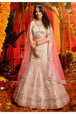 Off white organza circular lehenga choli 4705