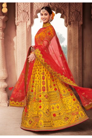 Yellow silk circular lehenga choli 3902