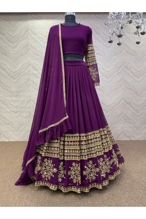 Bollywood Model Purple georgette wedding lehenga