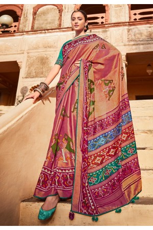 Brown silk festival wear saree 15090