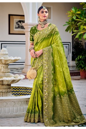 Light green silk saree with blouse 5101