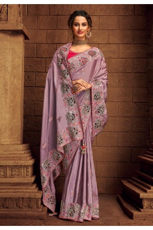 Light purple organza festival wear saree 1403