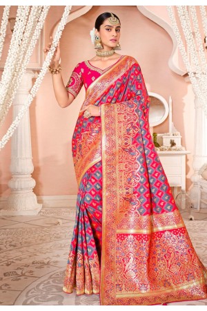 Magenta silk festival wear saree 13392