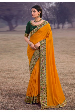 Mustard silk saree with blouse 3907