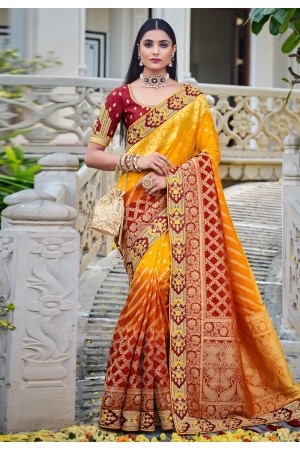 Mustard silk saree with blouse 5103