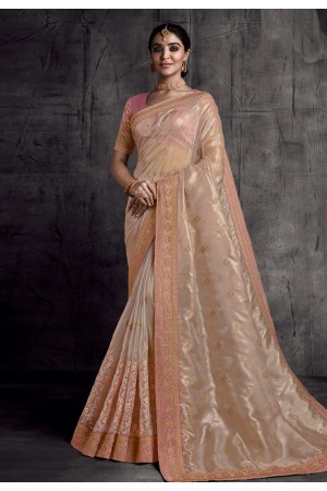 Peach tissue saree with blouse 8315