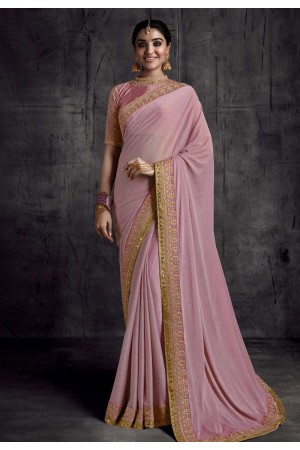 Pink georgette saree with blouse 8317