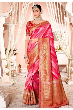 Pink silk festival wear saree 13396