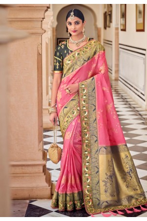 Pink silk festival wear saree 5102