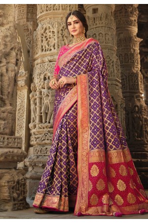 Purple silk festival wear saree 13377